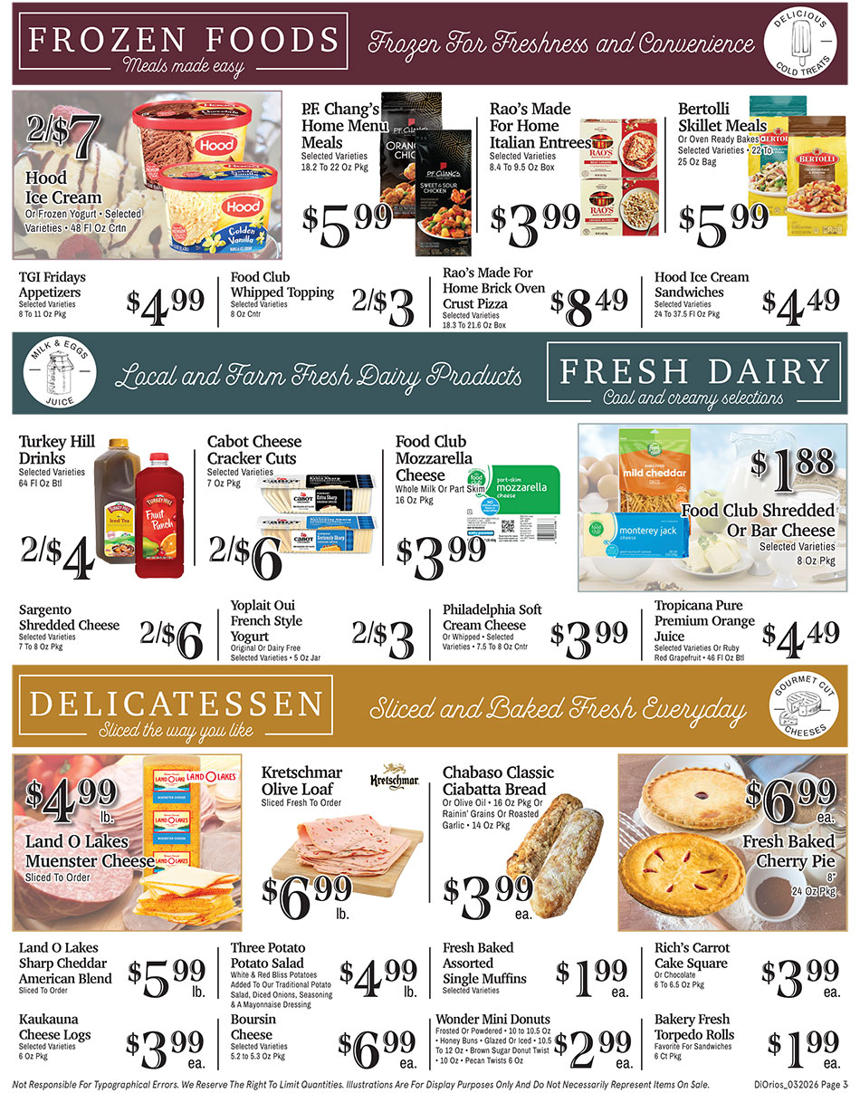 Weekly ad page 3. Call 315-369-3131 with questions