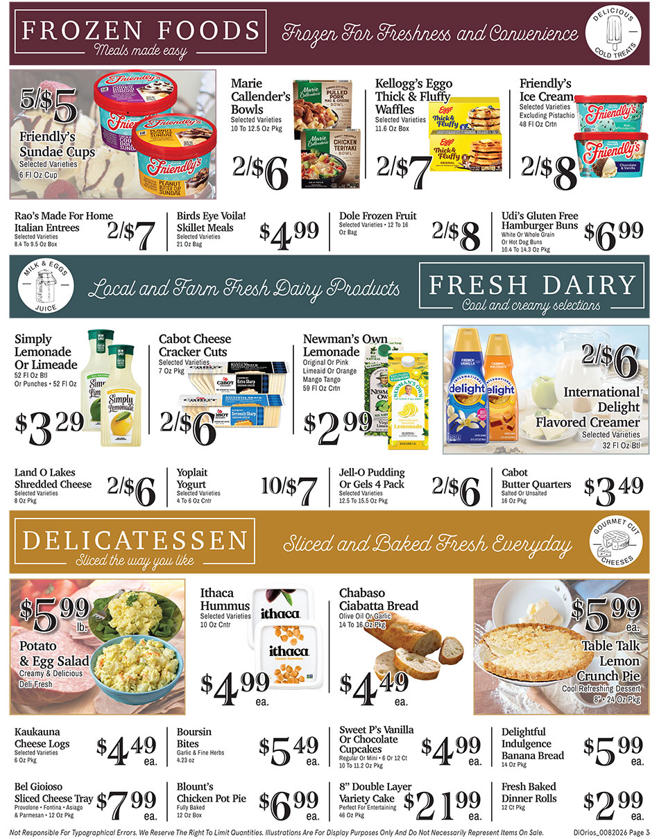 Weekly ad page 3. Call 315-369-3131 with questions