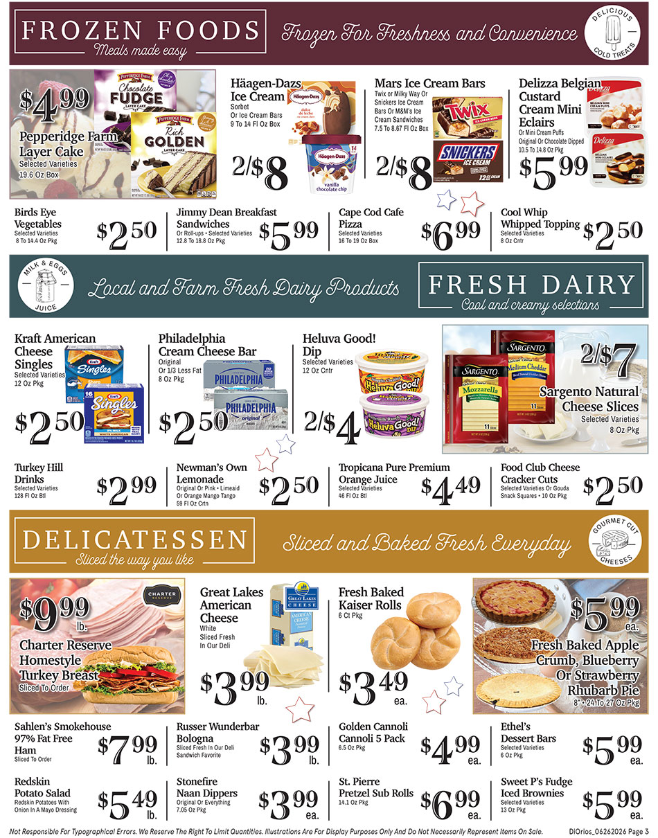 Weekly ad page 3. Call 315-369-3131 with questions
