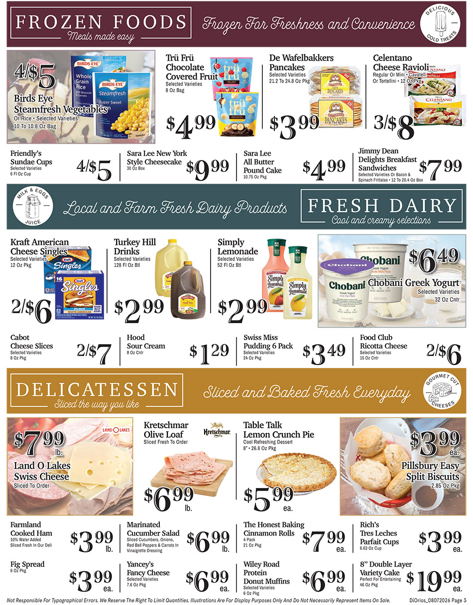 Weekly ad page 3. Call 315-369-3131 with questions