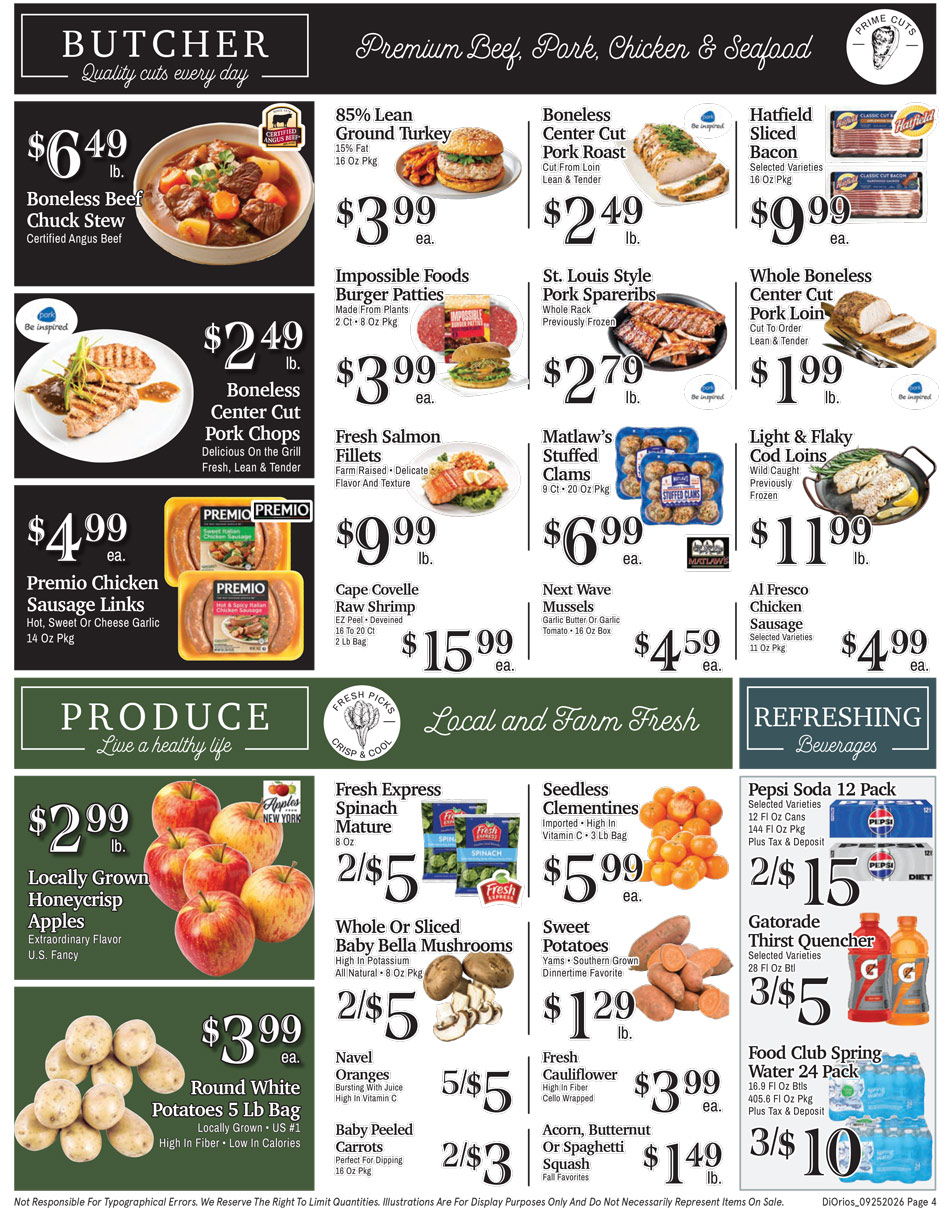 Weekly ad page 4. Call 315-369-3131 with questions