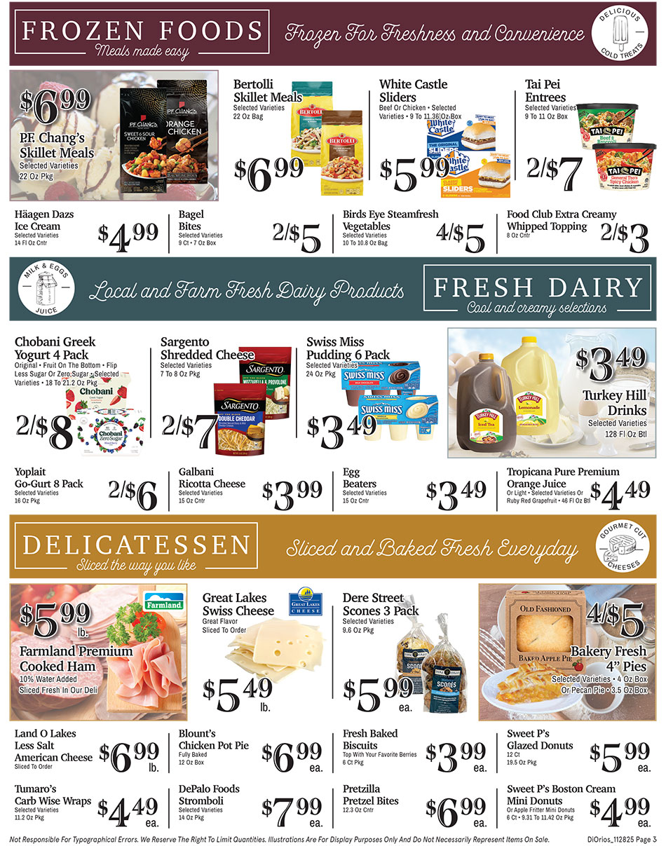 Weekly ad page 3. Call 315-369-3131 with questions