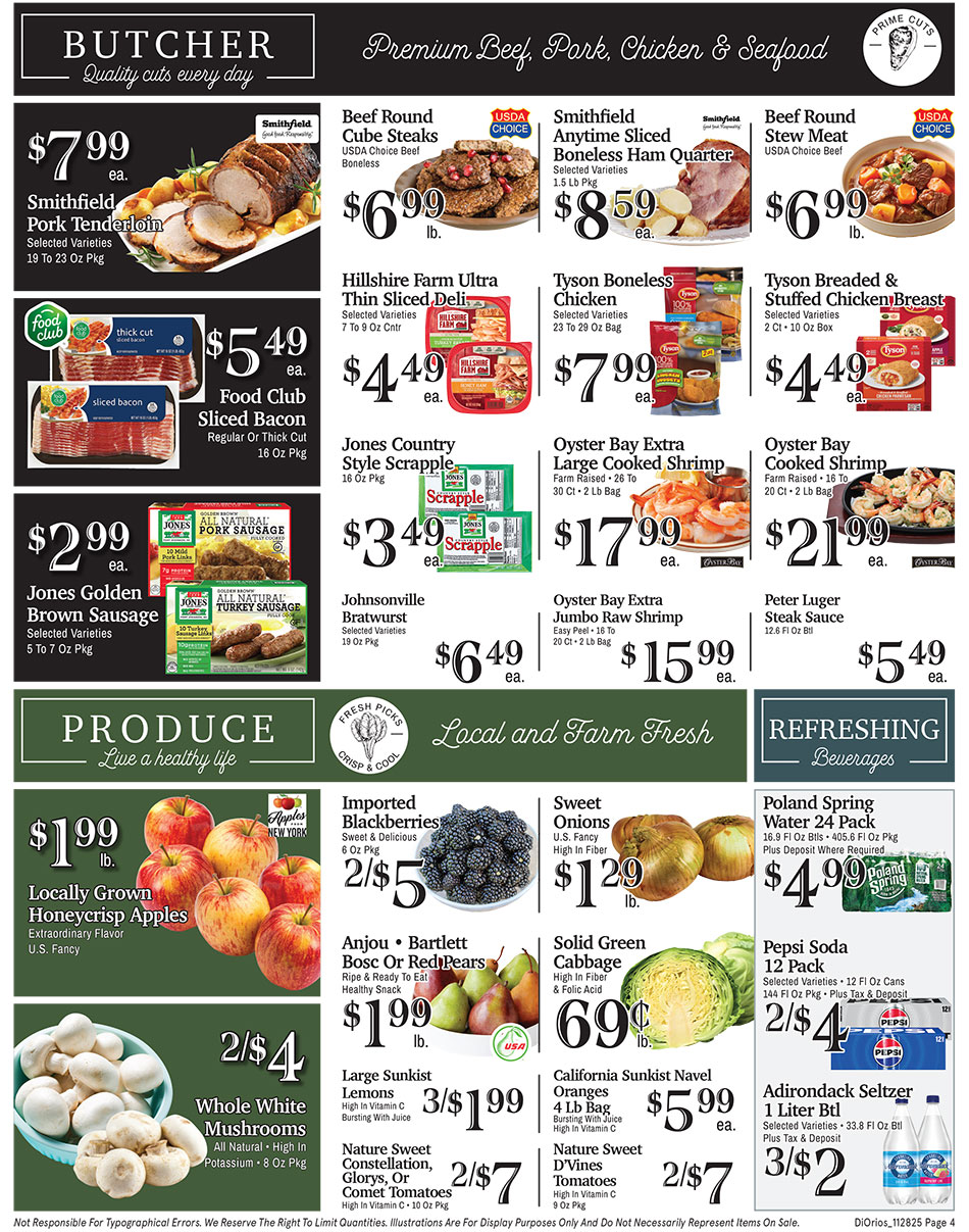 Weekly ad page 4. Call 315-369-3131 with questions